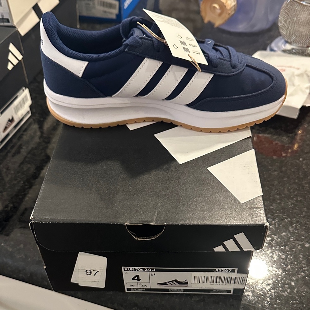 Adidas Dark Blue and White Running Shoes new